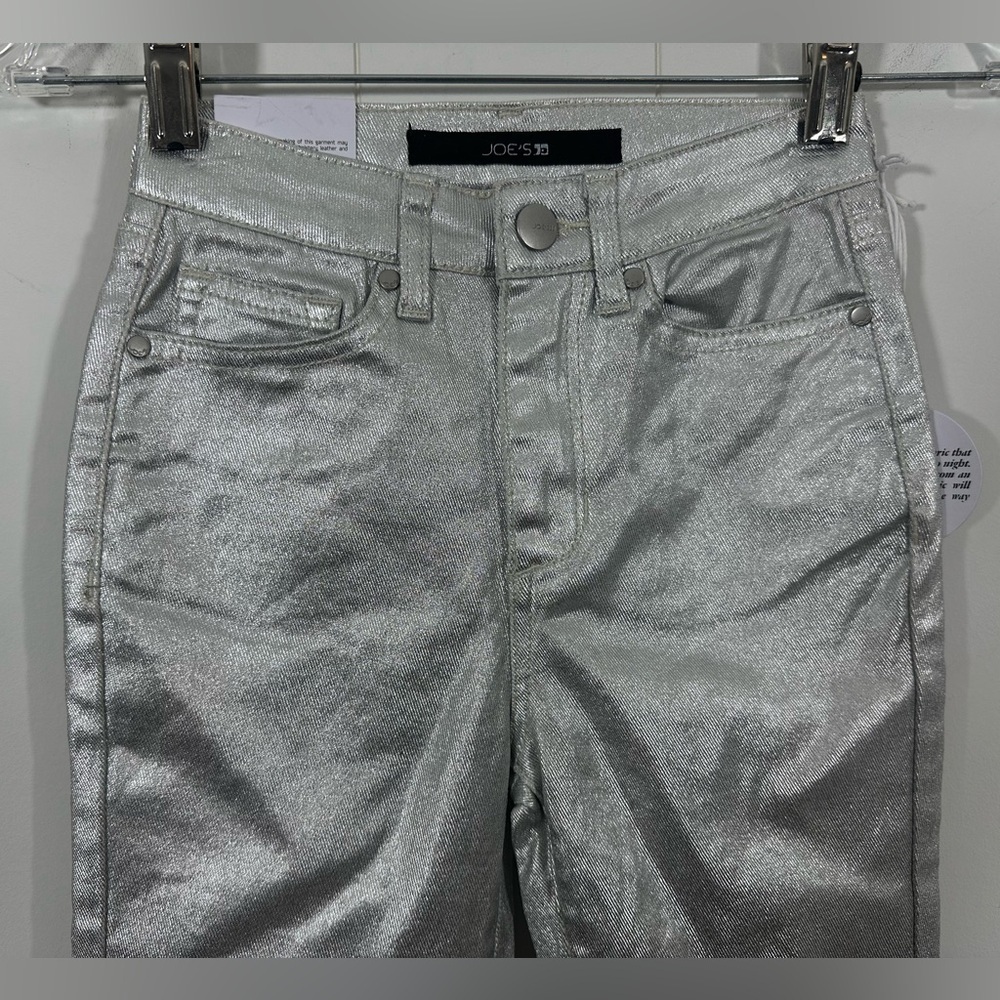 NWT Joe's The Metallic Super Skinny Jean Girls Sz 10 Silver Zip Fly High Rise - Picture 2 of 8